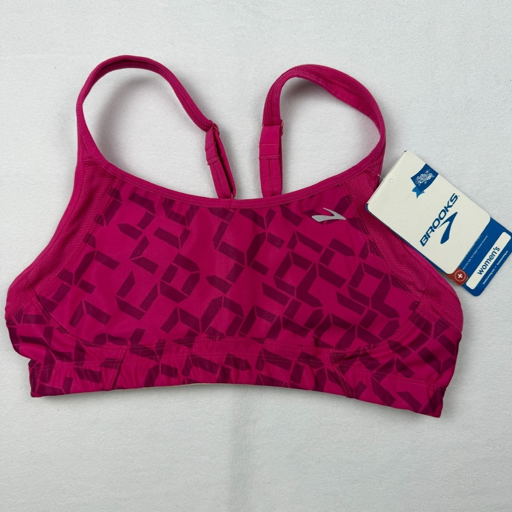 Brooks Infiniti Sports Bra Size Medium Pink High Impact Running Racerback